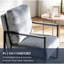 Fauteuil d'appoint moderne du milieu du siècle avec structure métallique carrée et revêtement en microfibre à pois, fauteuil durable pour salon ou bureau-652860040
