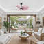 Alessandra Tropical - Five Blade Ceiling Fan - Integrated LED -Matte Black Finish -Light Blue Blades-968185020-968185000