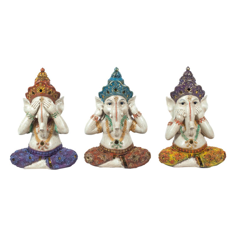 Woodville God Ganesha 3 Piece Figurine Set