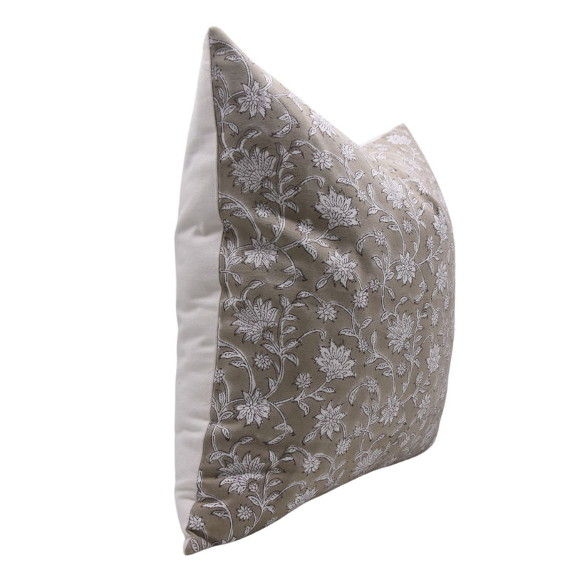 Housse de coussin en coton fabriquée à la main Fabividine - conception élégante Aradhna, Vert, H 22 po x l 22 po