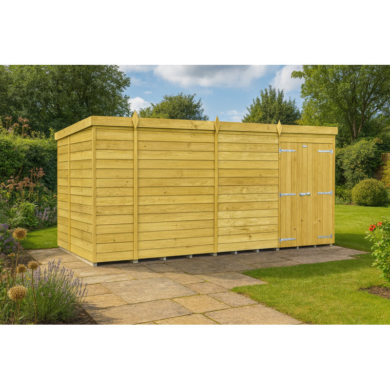 14ft x 6ft Pent Shed - Double Door without Windows