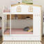Lit superposé avec garde-corps en forme de maison et lit gigogne, lit superposé en bois avec tablettes de rangement-354114525