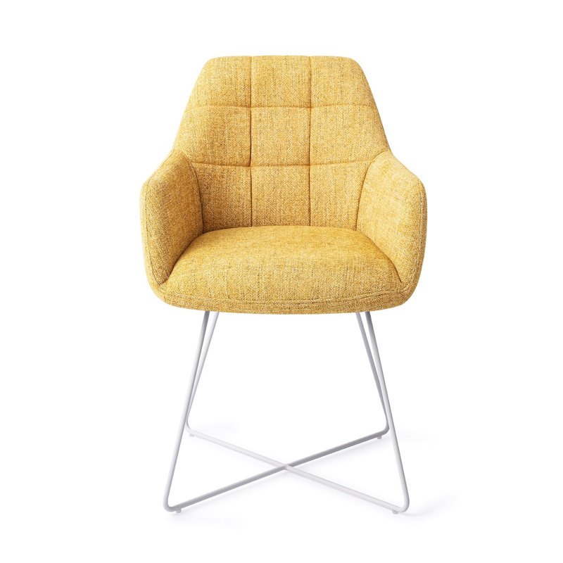 Dejahn 48cm H Polyester Upholstered Metal Armchair, Yellow