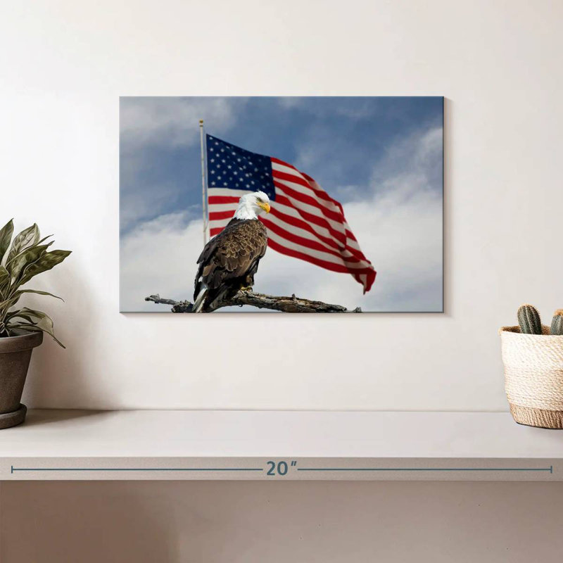 Brampt Perched Eagle American Flag, 8" H x 12" W