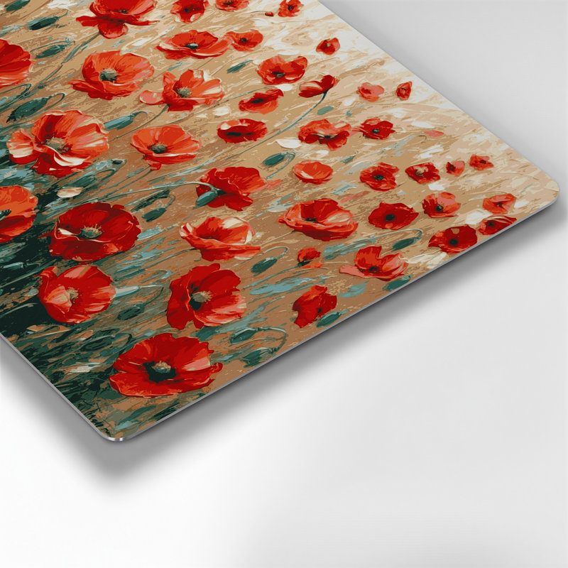 Coquelicots botaniques, art mural en métal brun, H 240 po x l 240 po x P 0,05 po