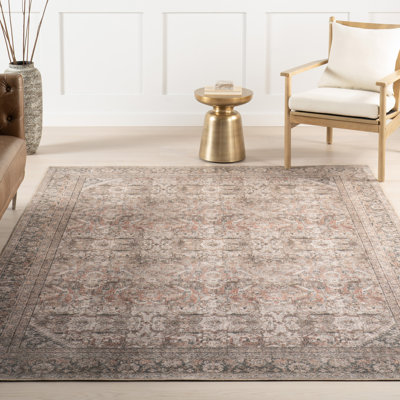 Jeccica Distressed Vintage Medallion Jute Blend Polyester Area Rug