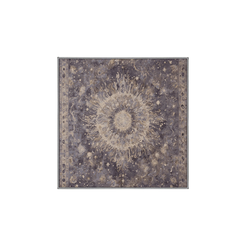 Tapis gris lavable à la machine, Carré 7 pi