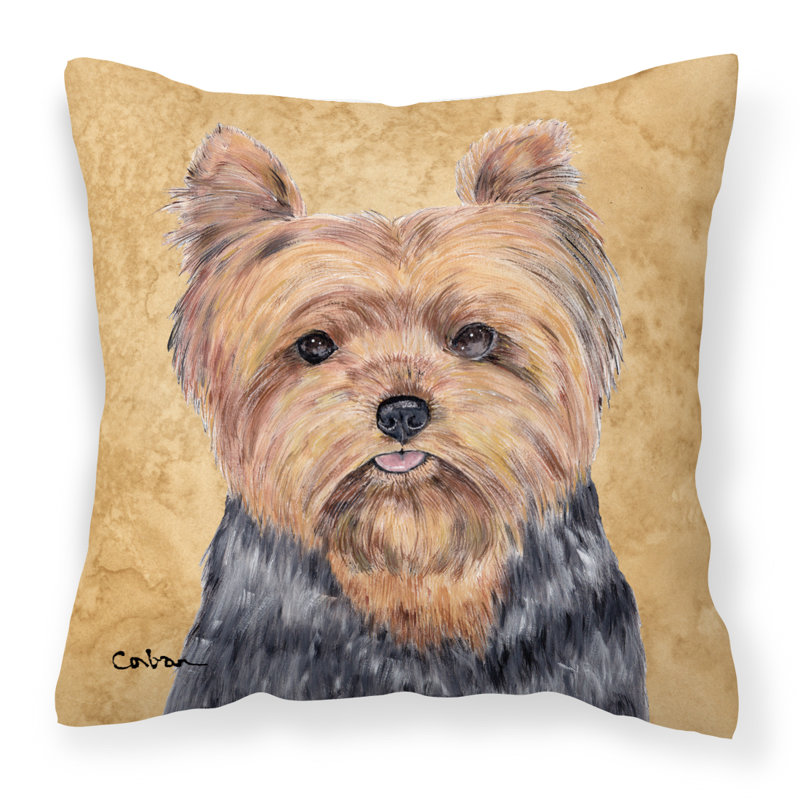 Yorkie Outdoor Reversible Throw Pillow