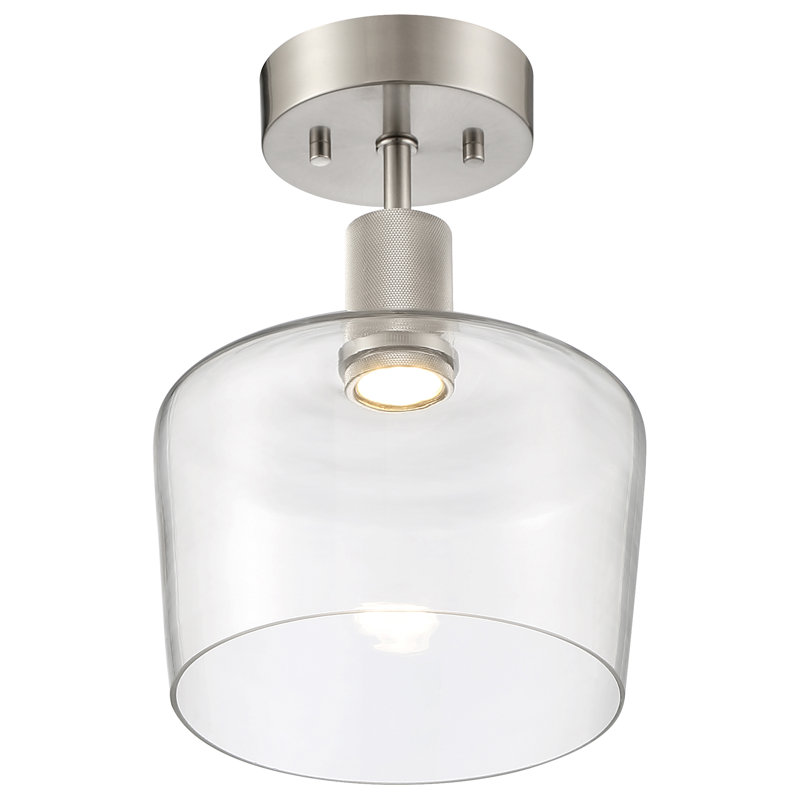 Aarian LED Semi-Flush - Clear Glass - Dedicated LED, Brushed Steel