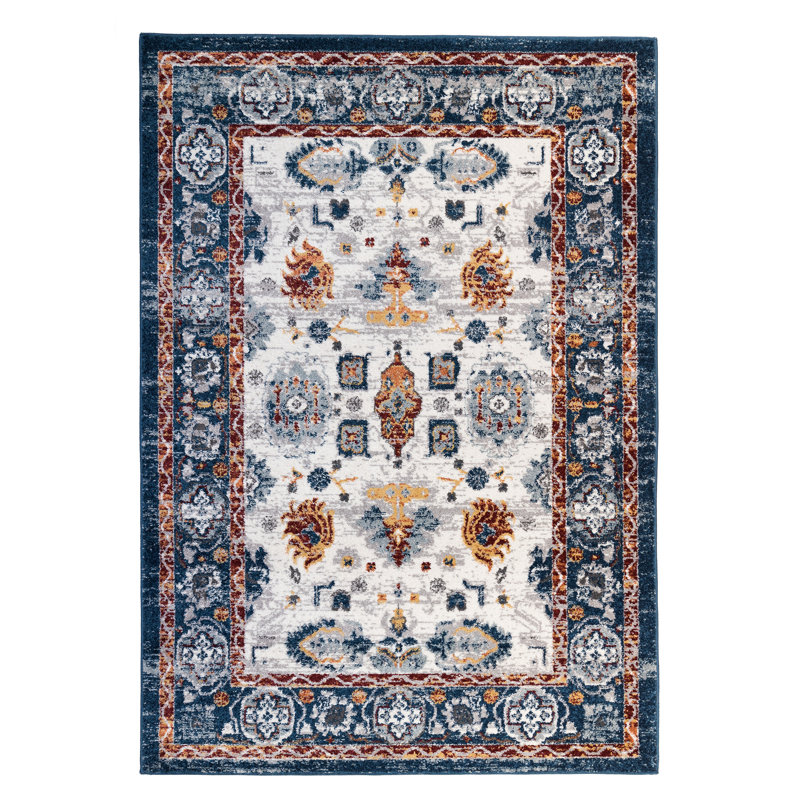 Tapis bleu / jaune Aleyssi, Rectangle 4 pi x 6 pi