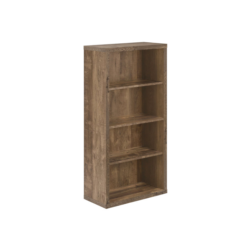 Bibliothèque moderne à 5 niveaux en brun, grand rangement pour le bureau et la chambre à coucher, bibliothèque brune aux lignes épurées, bureau de chambre à coucher de style, tablettes réglables personnalisées