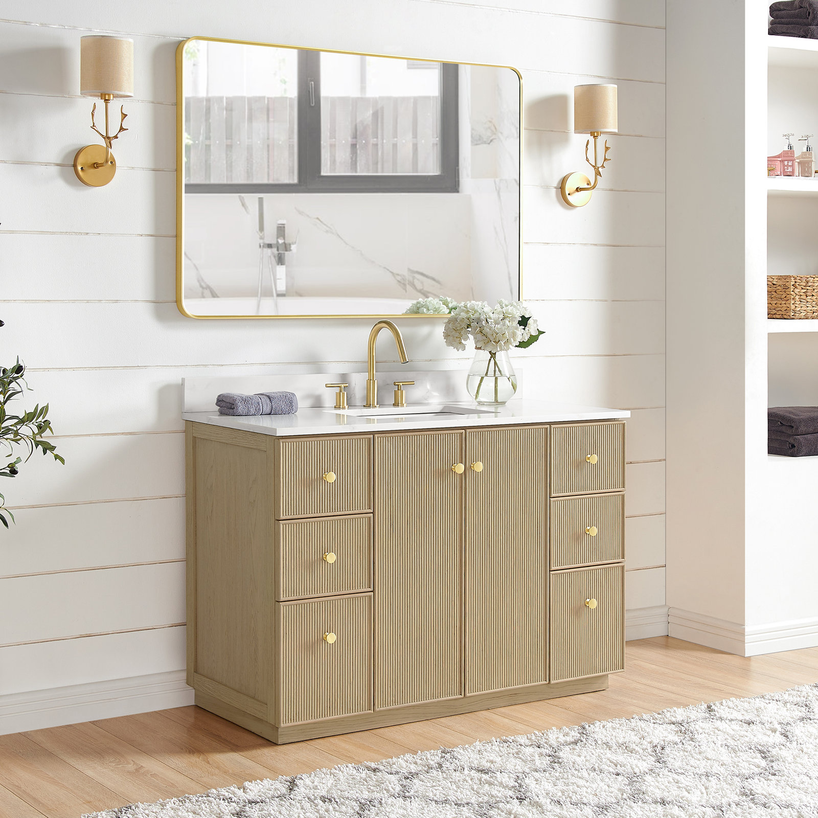 Amella 48'' Single Bathroom Vanity, Natural Oak