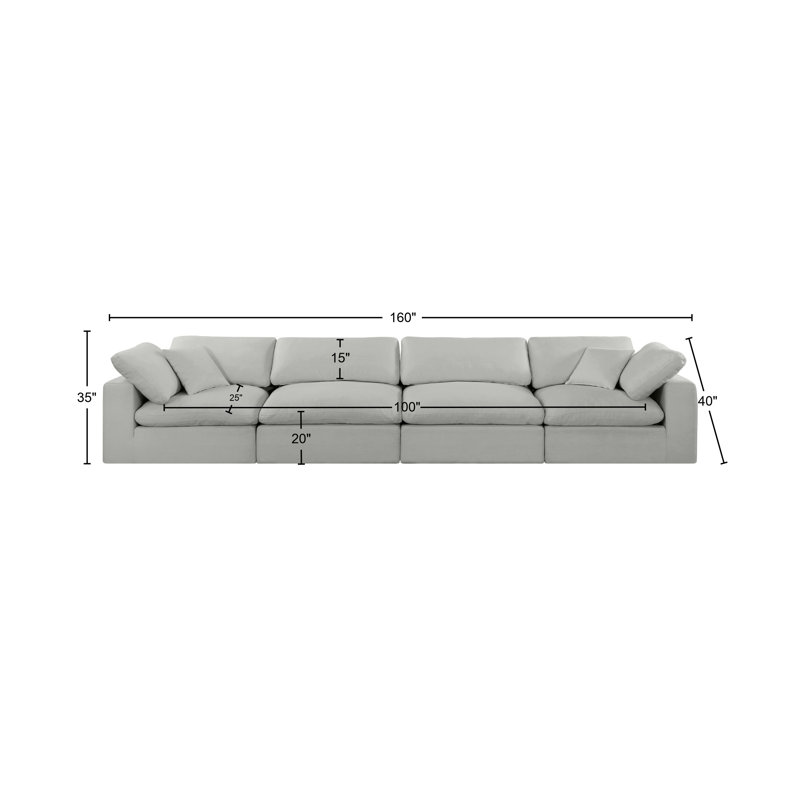 Hollynd 158" Linen Modular Sofa, Grey Linen Textured Fabric