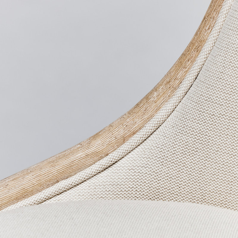 Siesta Upholstered Dining Chair, White Ceruse, White Flax Weave