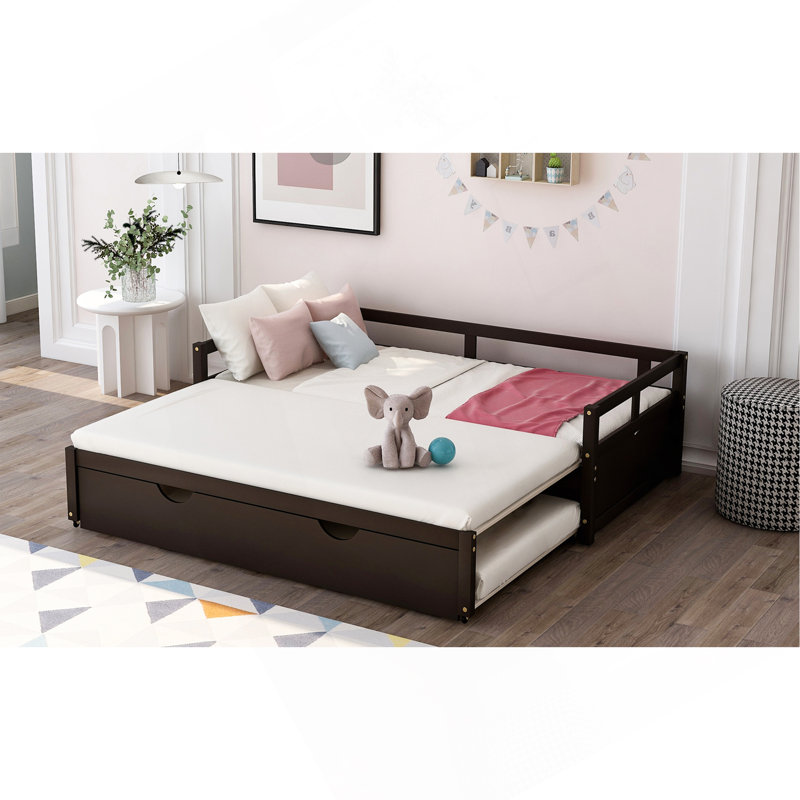 Lit de jour extensible avec couchette, lit de jour en bois avec couchette
