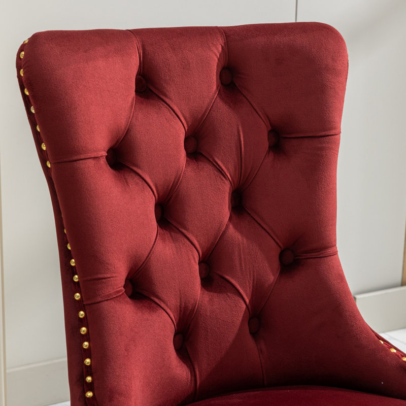Chaise rembourrée capitonnée, Bourgogne, Or