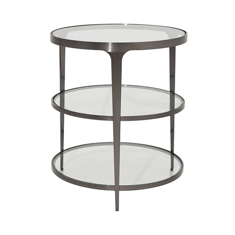 Vienna Glass End Table, Gunmetal