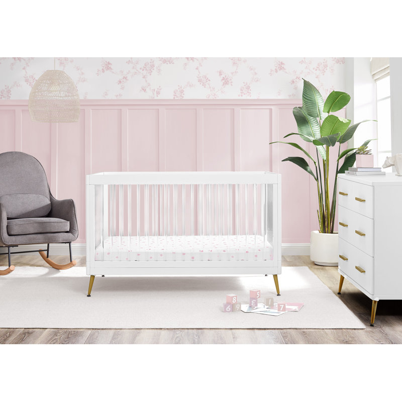 Sloane 4-in-1 Convertible Crib, White/Gold
