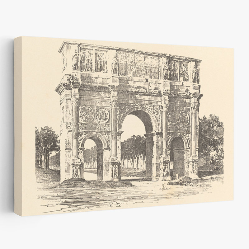 L'arche de Constantin - Arch Architechture, dessin d'art éphémère, H 16 po x l 24 po