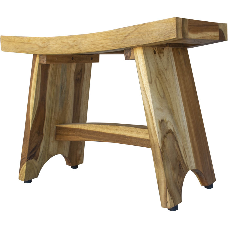 12'' W Teak Shower Bench, 19" H x 24" W x 12" D, Light Natural