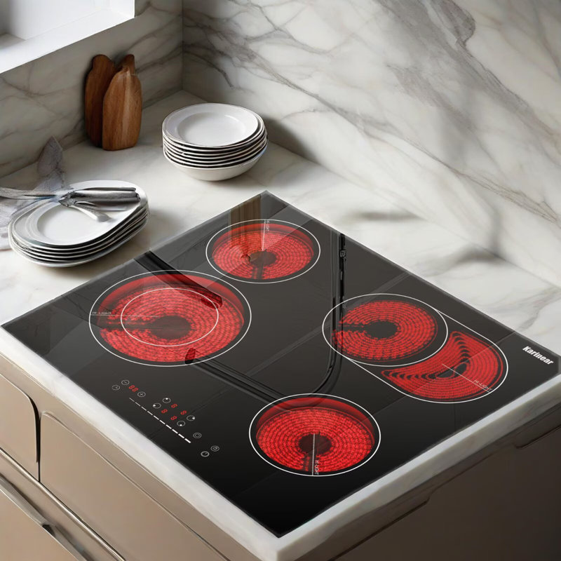 Karinear 4 Burners Electric Cooktop 24 Inch 6400W