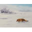 Renard roux courant dans la neige blanche I - Peinture sur toile-59535465-59767121