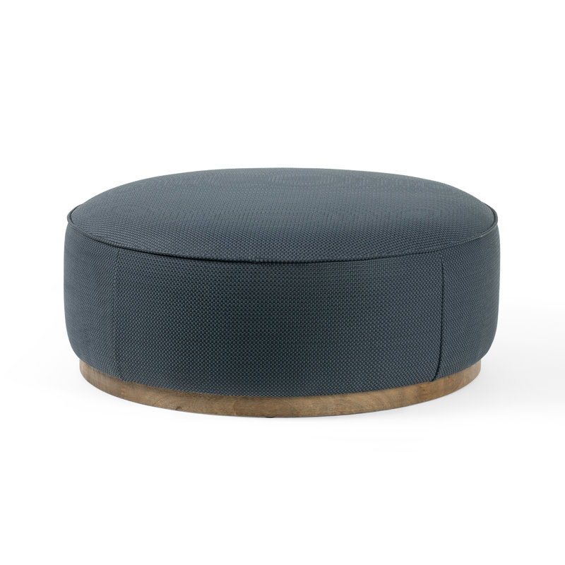 Kensington 36" Round Cocktail Ottoman, Knoll Natural Boucle, Distressed Natural