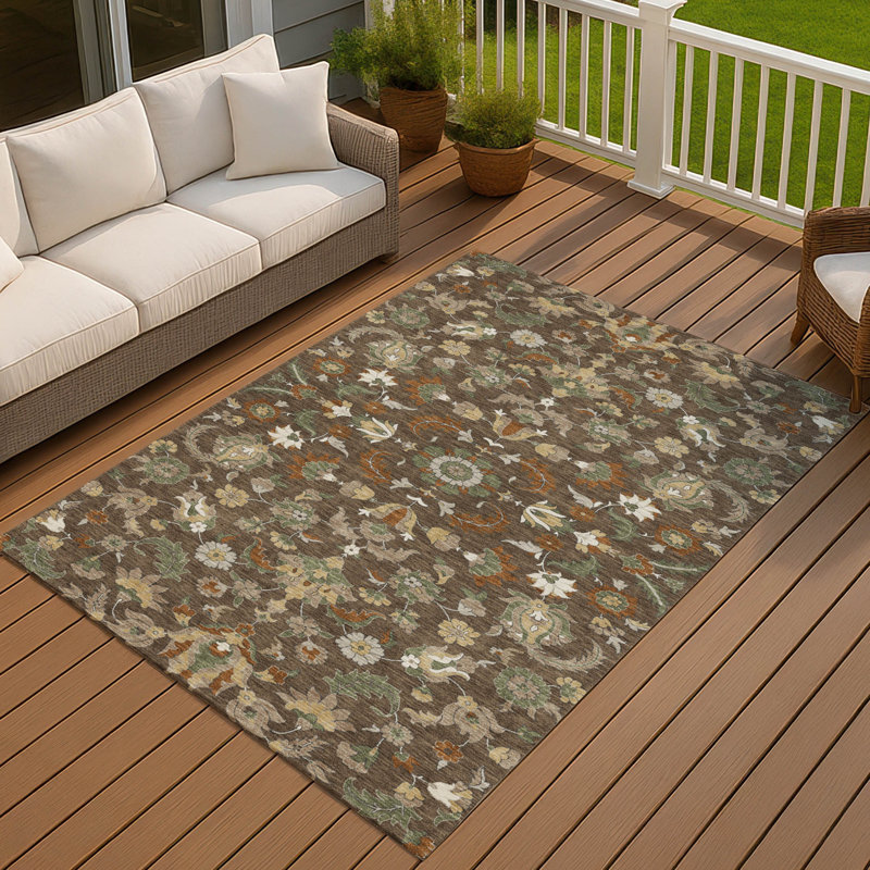 Machine Washable Indoor/Outdoor Chantille ACN2473 Global Rug, 8' x 10', Chocolate