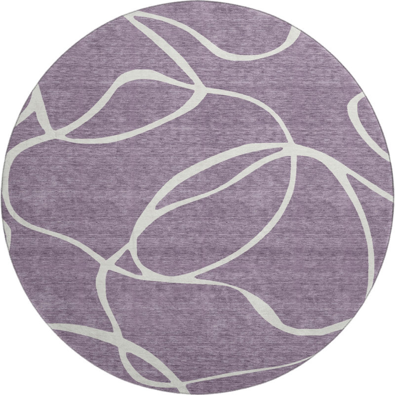 Premium Machine Washable Corum AMF999 Swirls Rug, Round 8'