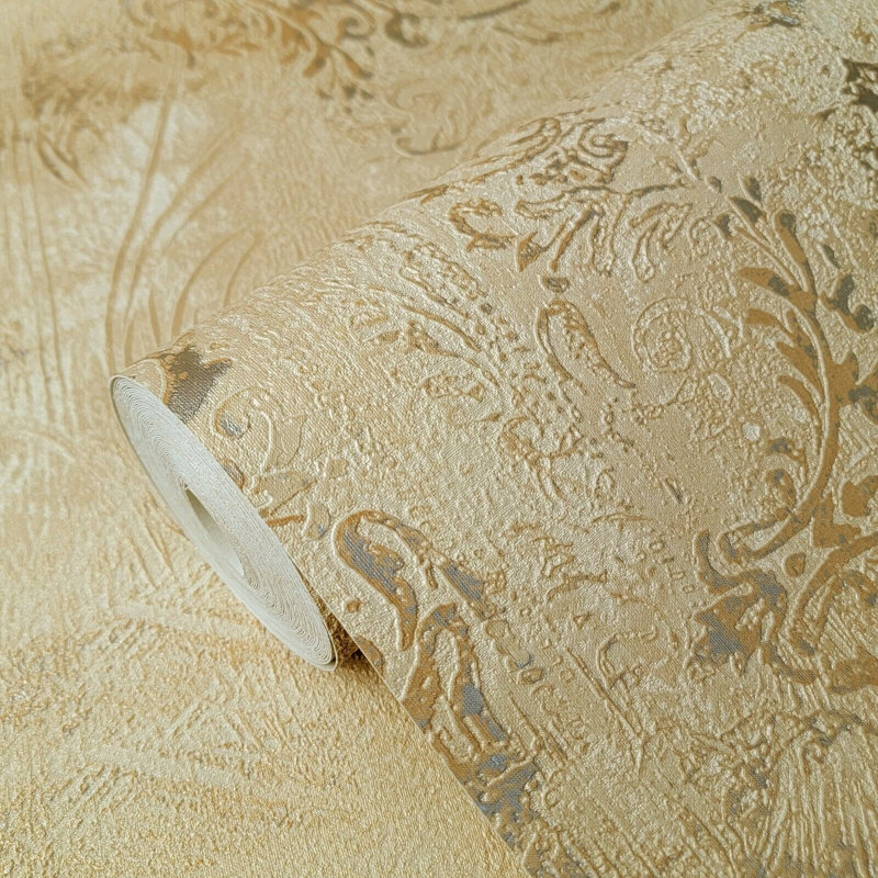Rouleau de papier peint métallique Mellette, Or