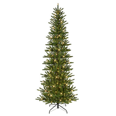 7.5' Pre-Lit Artificial Slim Mountain View Spruce Tree