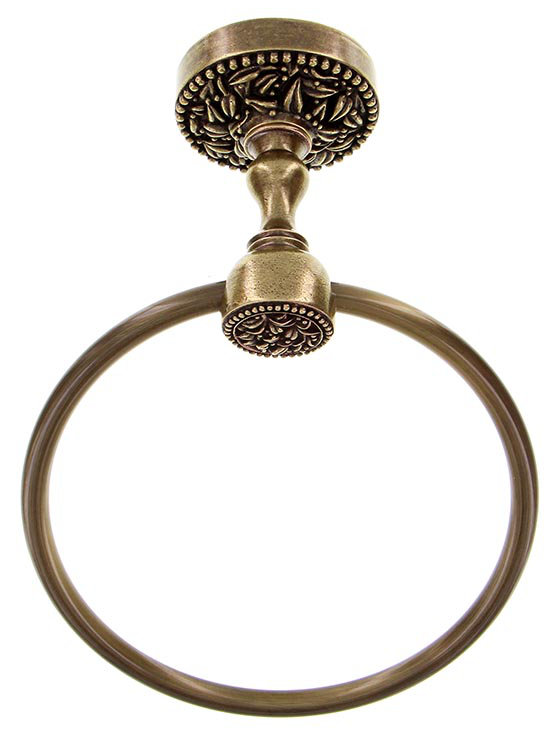 San Michele Towel Ring, Antique Brass
