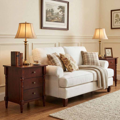 Traditional Wooden Nightstand, 3-Drawer Bedside End Table with Turned Legs, Walnut Finish Accent Side Table for Bedroom