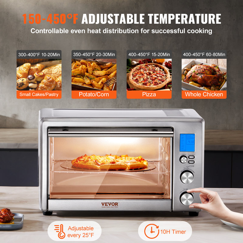 Silver Digital 6-Slice Countertop Convection Oven with Rotisserie