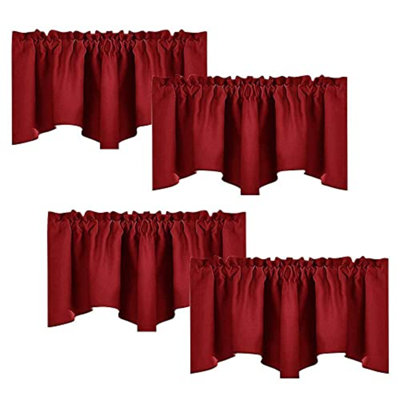 Scalloped Window Valances For Kitchen - Home Decoration Thermal Insulated 52 Inches By 18 Inches Rod Pocket Blackout Valance Window Treatment Curtains Drapes For Bedroom, 4 Panels
