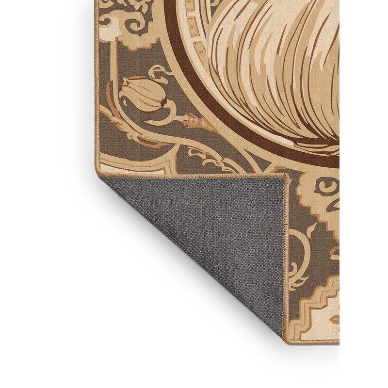 Tapis oriental brun doux et moelleux en ail classique - reliure brun clair, 3 X 5