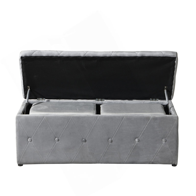 Ensemble de repose-pieds rectangulaire 1 pièce en velours court avec 2 repose-pieds （SEULEMENT UN OTTOMAN)