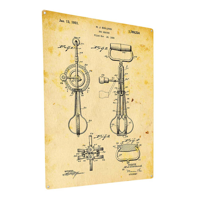 Brevet batteur rétro, H 15,5 po x l 11,5 po x P 0,04 po