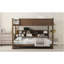 Lit superposé grand sur grand avec armoires de rangement et ports USB, couleur bois antique-265431196