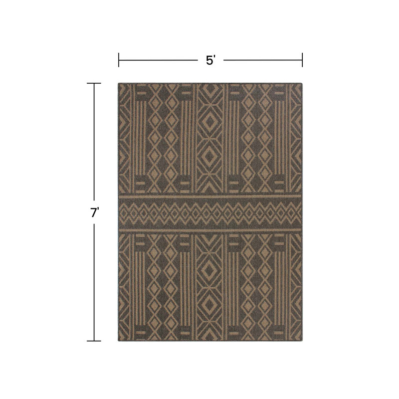 Tapis d'extérieur tissé à motif géométrique Tribal