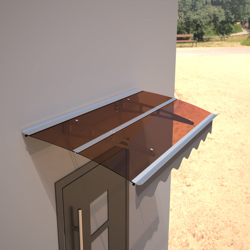 Auvent de porte-fenêtre 150 x 86 cm - Polycarbonate solide, supports robustes, protection contre le vent et la rouille, aluminium, UV 80