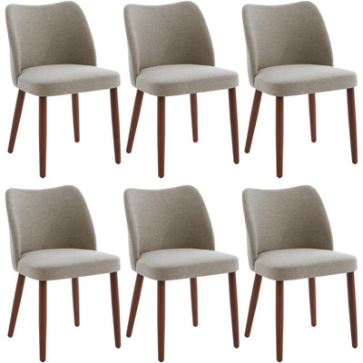 Ensemble de chaises de salle à manger 4/6 en lin / polyuréthane revêtu de polyuréthane avec dossier à oreilles