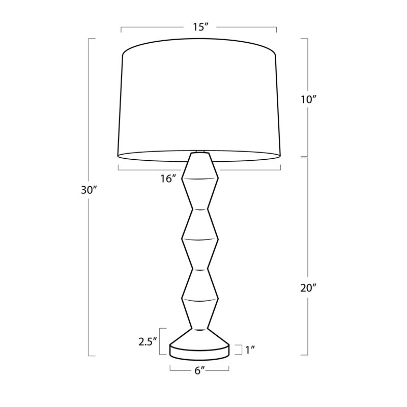 Crew Travertine Buffet Lamp (Black Shade), White