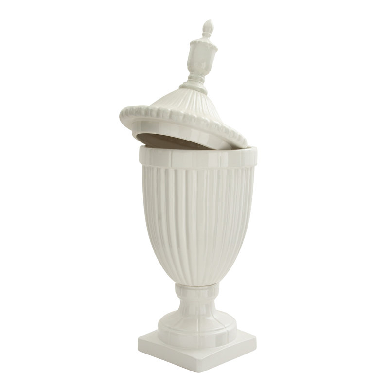 Alpharetta ceramic jars with lid, Blanc, H 32 po x l 12 po x P 12 po