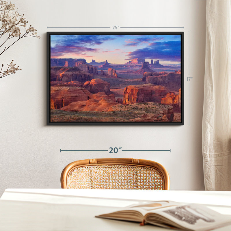«Hunts Mesa Monument Valley Sunset Art mural», H 17 po x l 25 po