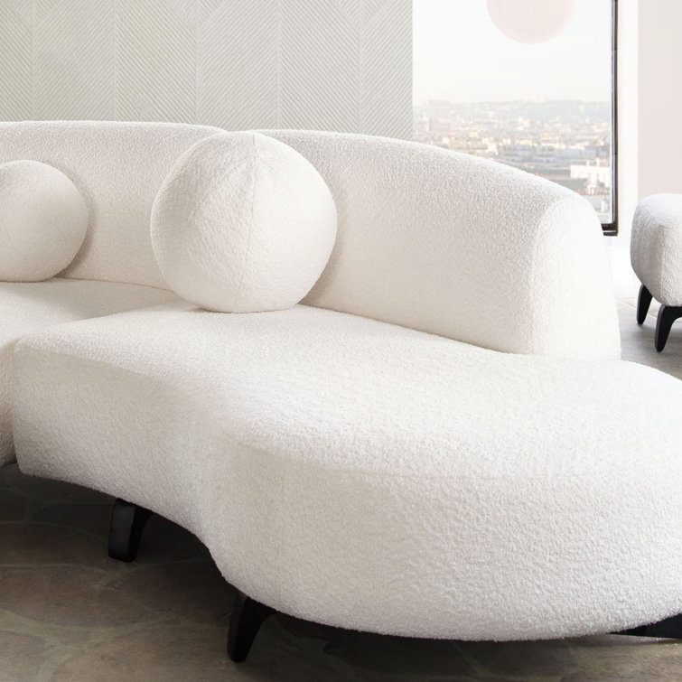 White Faux Shearling Large Round Accent Pillow By Diamond Sofa