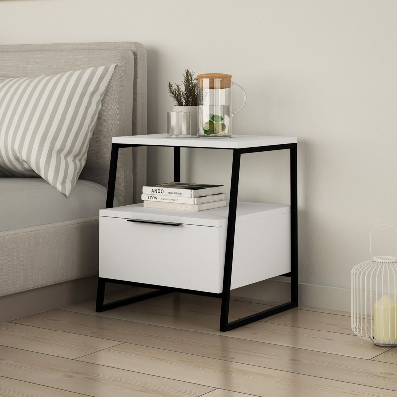 Table de chevet Alishia, Blanc