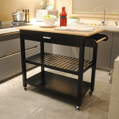 Kitchen Cart And Island, Wood Storage Kitchen Islands On Wheels, Rolling Kitchen Prep Table Trolley Carts -  Winston Porter, 9E7FE3E0B6FD43CFBD429DDEA12882AE