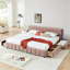 Lit moderne très grand avec tissu en chenille et tiroir rose - Revêtement confortable à plateforme-1582589381