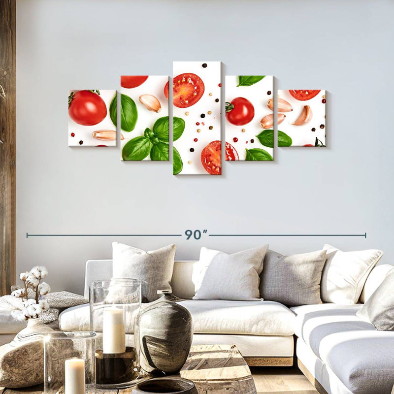 Tomate, basilic et épices, H 30 po x l 68 po
